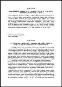 Spectroscopic properties of coloured, synthetic corundums and spinels produced in Skawina
